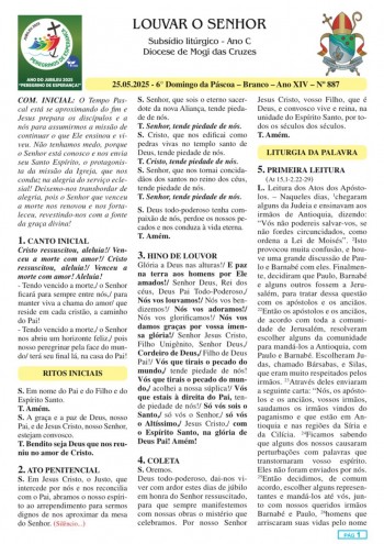 Louvar o Senhor - Ano C - 25 de maio de 2025 - 6º Domingo da Páscoa