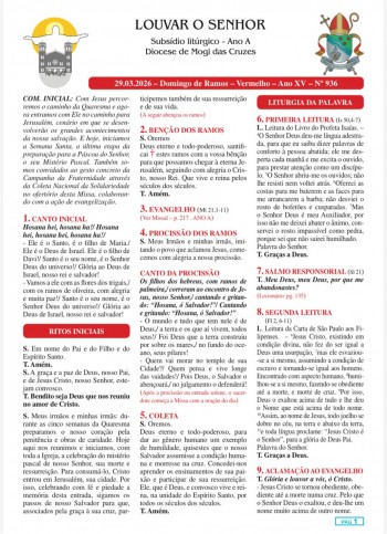Louvar o Senhor - Ano A - 29 de março de 2026 - Domingo de Ramos
