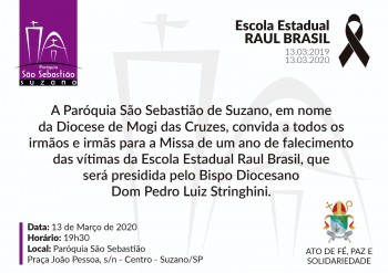 Missa em intenção de um ano de falecimento das vítimas do ataque à Escola Professor Raul Brasil