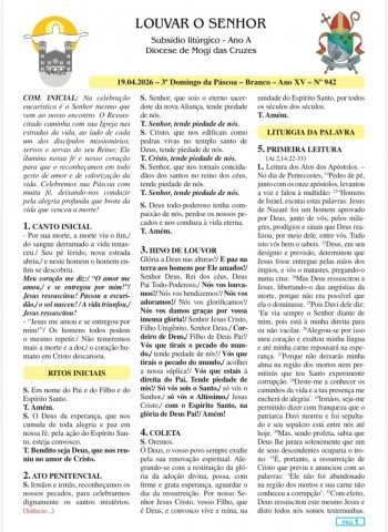 Louvar o Senhor - Ano A - 19 de abril de 2026 - 3º Domingo da Páscoa