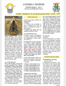 Louvar o Senhor - 12 de outubro de 2026 – Solenidade de N. Sra. da Conceição Aparecida