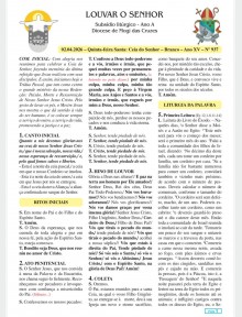 Louvar o Senhor - Ano A - 02 de abril de 2026 - Quinta-feira Santa: Ceia do Senhor